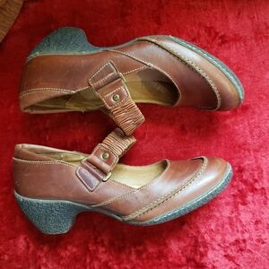 Pikolinos genuine leather Mary Jane shoes brown women's size 39